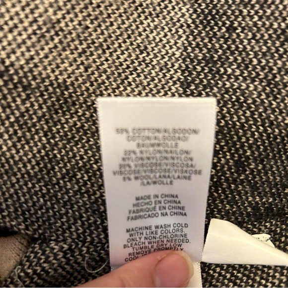 Jones New York cream black check poncho cotton wool blend with zipper size S/M - Picture 7 of 9